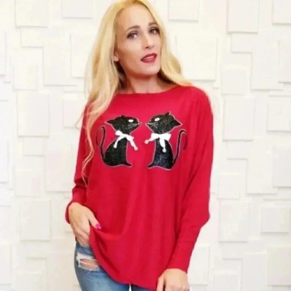 Kitty Knit long sleeved Sweater Top - Picture 2 of 5